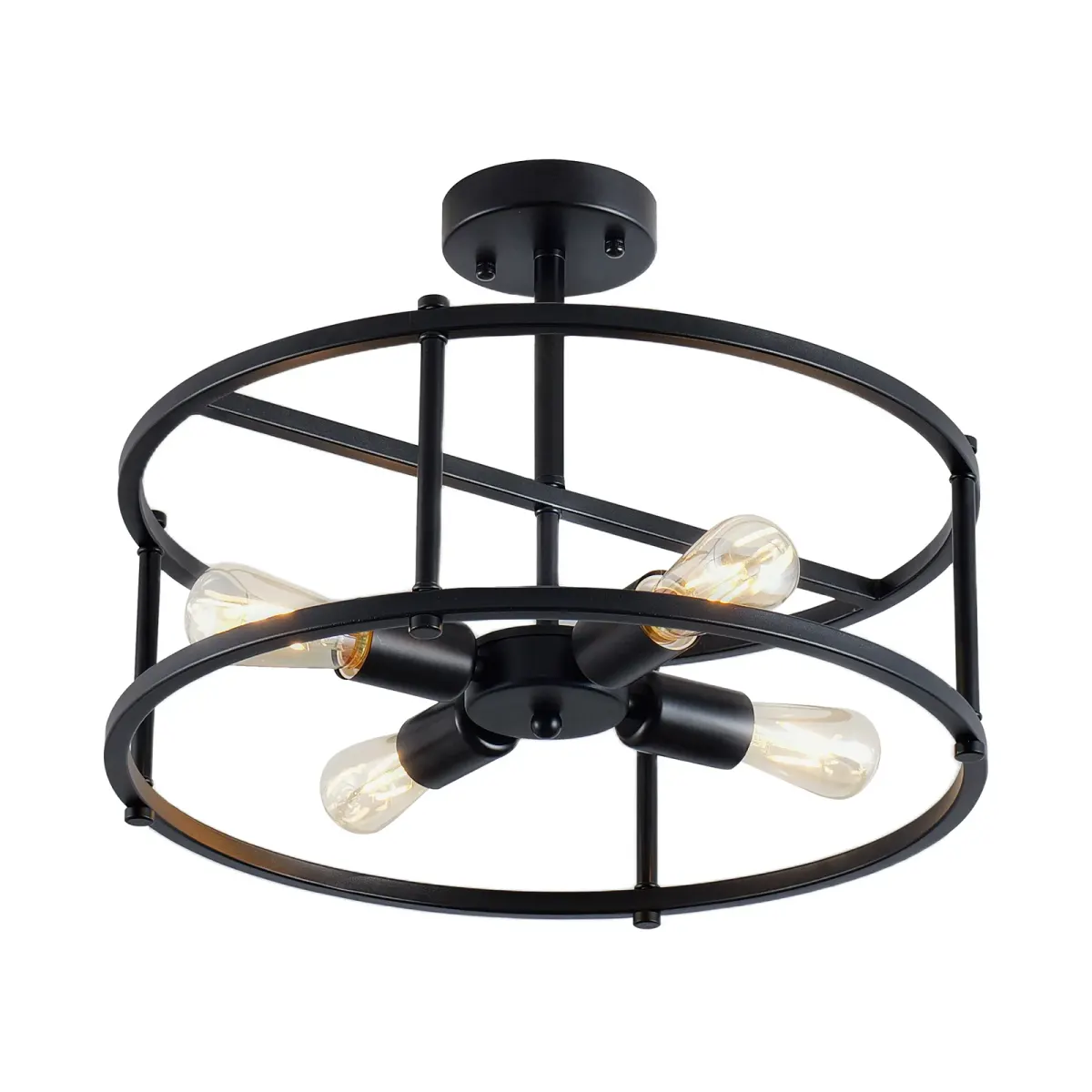 4-light chandelier, black, black