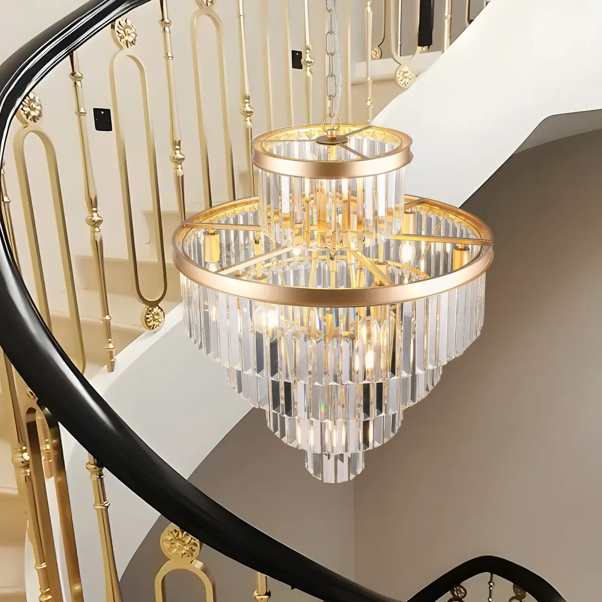 Crystal chandelier, 23.6 in, gold (L005006-D600-P15G), view 5