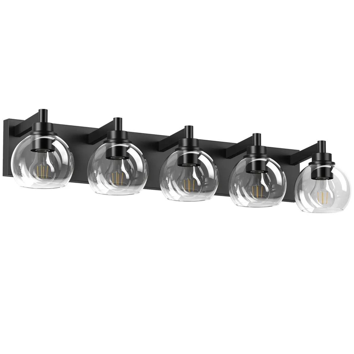 Clear glass vanity bar, 3–6 lights, 19.3–40.6 in, 5 lights, black, view 6
