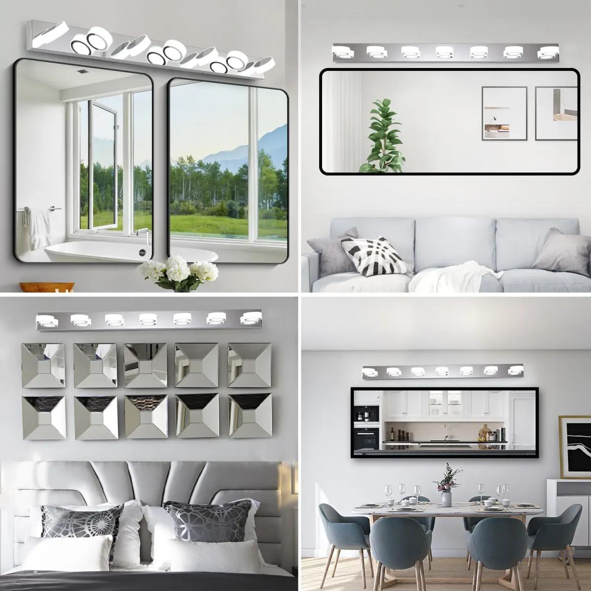 Acrylic shade vanity bar, 7 lights, chrome, manufacturer image 2