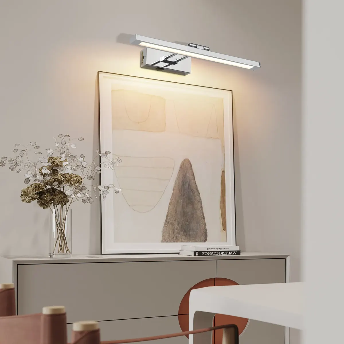 Rechargeable picture light, 15.7 in, chrome