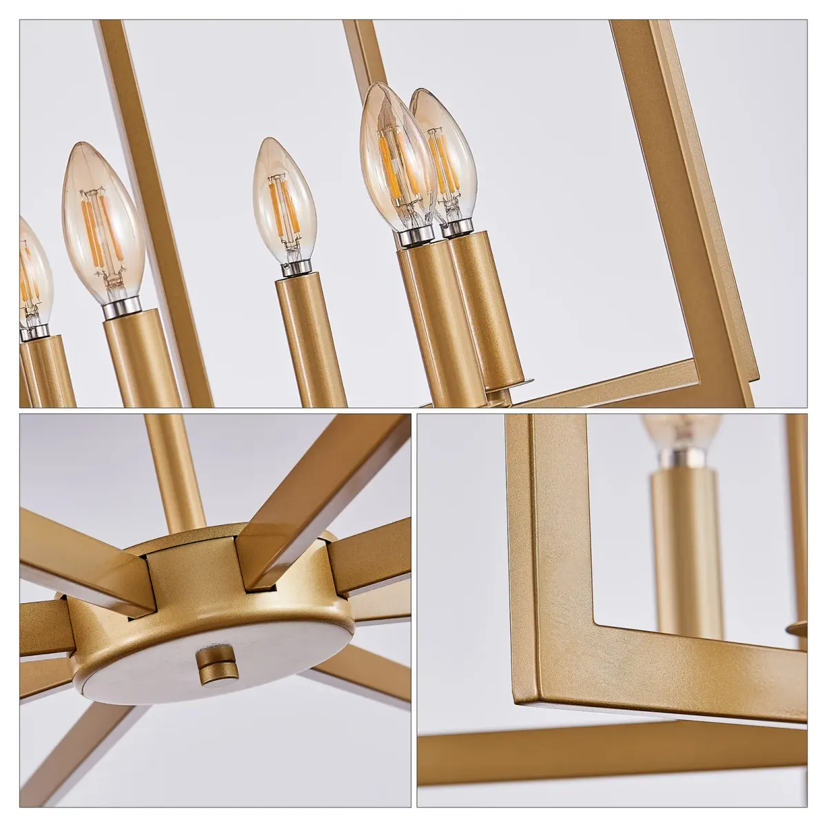 8-light geometric chandelier, gold, view 5