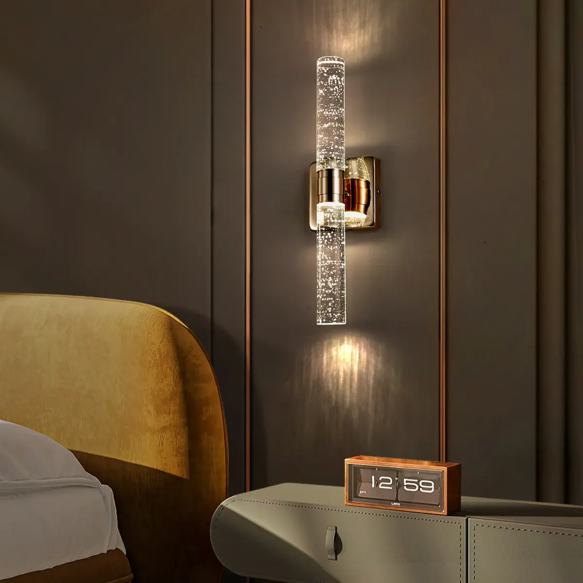Crystal bubble wall sconce, 2 lights, gold