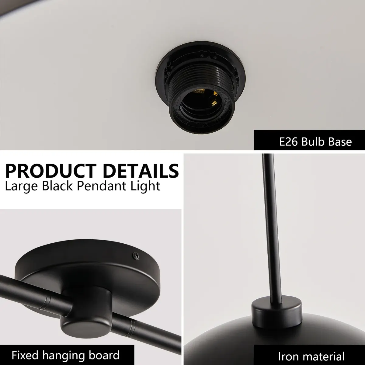 Double pendant, 41.3 in, matte black, manufacturer image 3