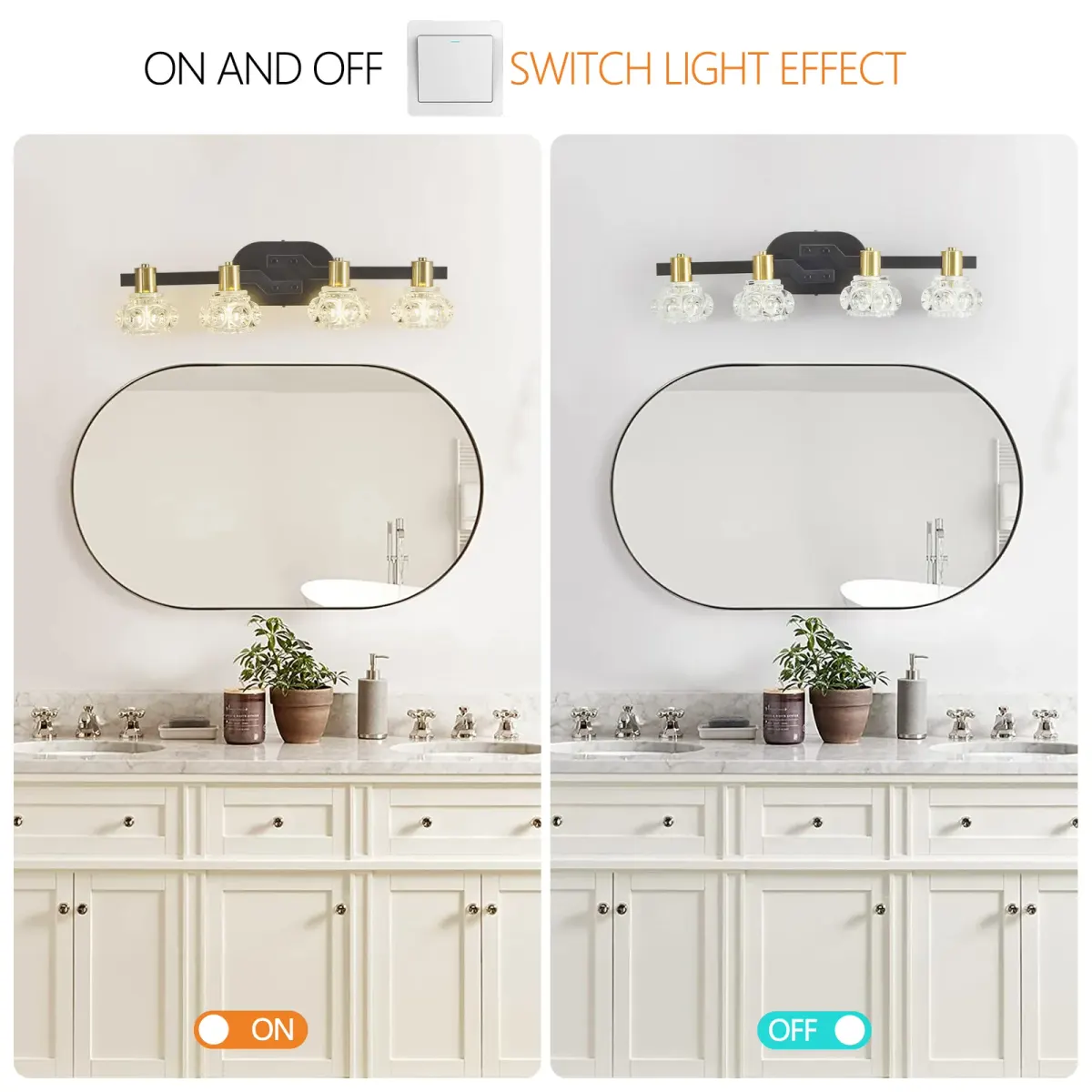 4-light crystal vanity light, black,golden, manufacturer image 1