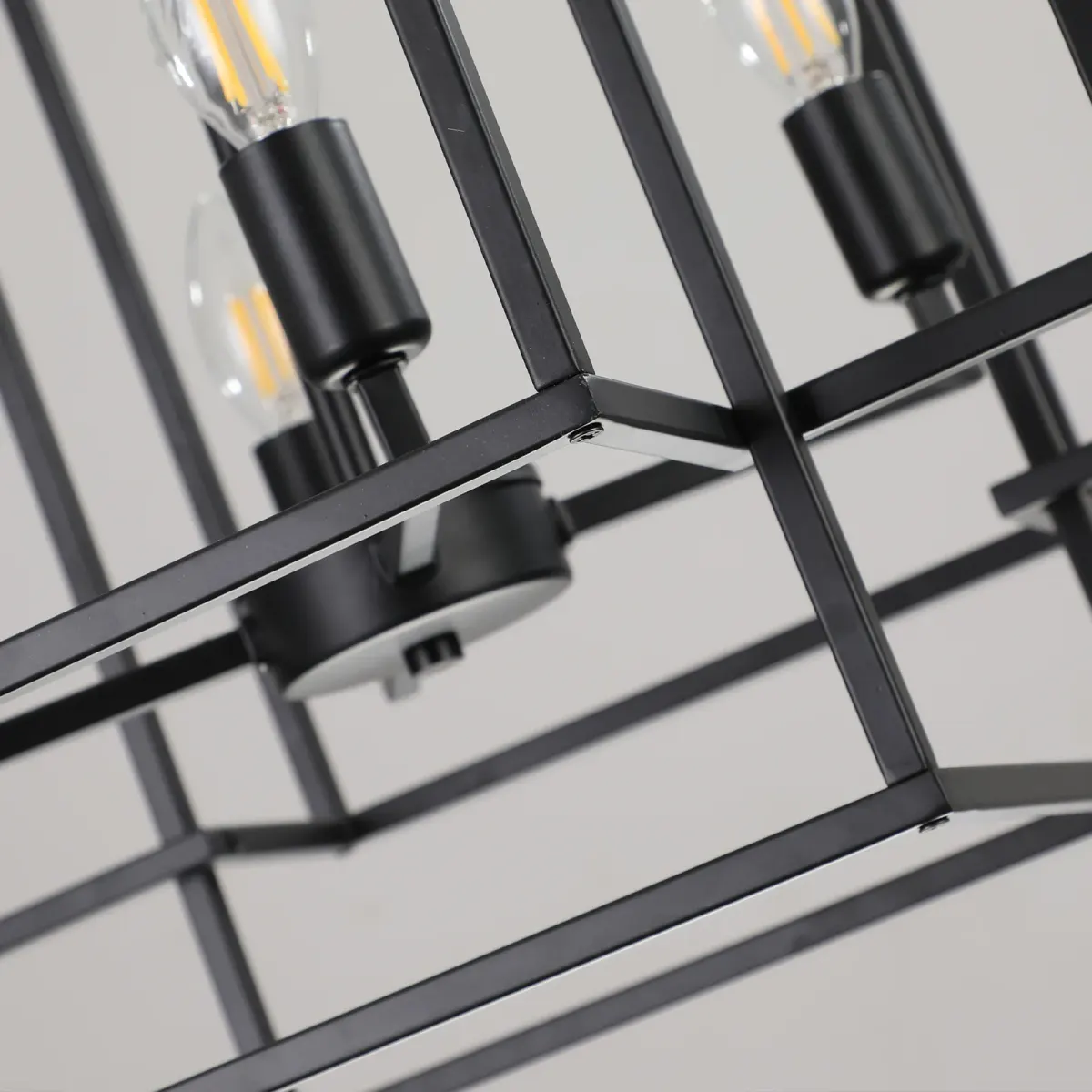 Geometric pendant chandelier, 8 lights, black, view 4