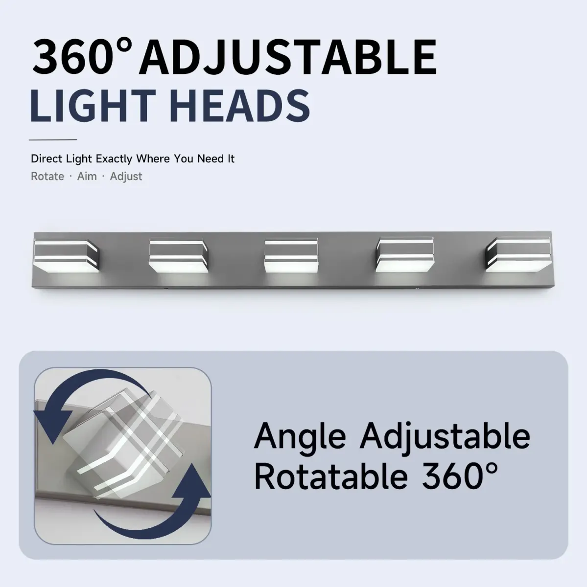Acrylic vanity bar, 3–6 lights, 23.6–47.2 in, 5 lights, brushed nickel, manufacturer image 1
