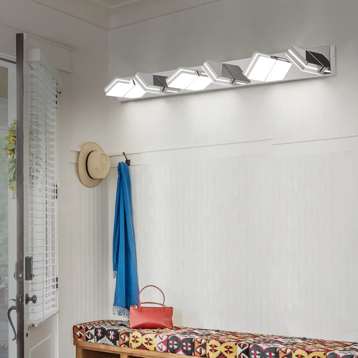 Minimalist LED vanity bar, 6 lights, chrome, view 6