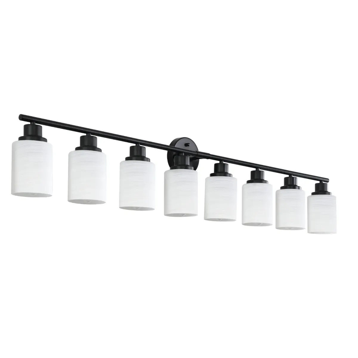 Frosted glass vanity sconce, 8 lights, black, view 6