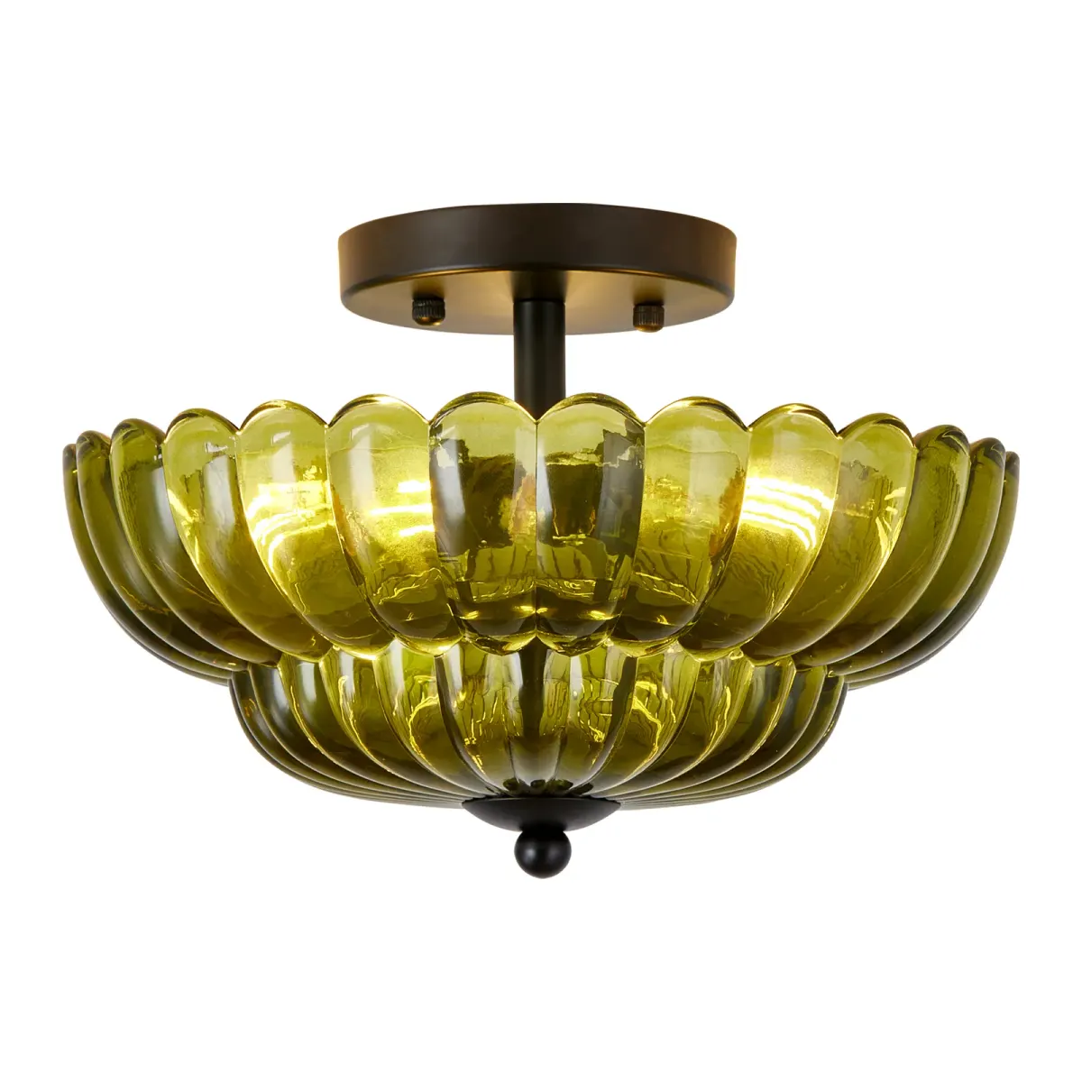 Glass semi-flush mount, 11.8 in, green, view 6