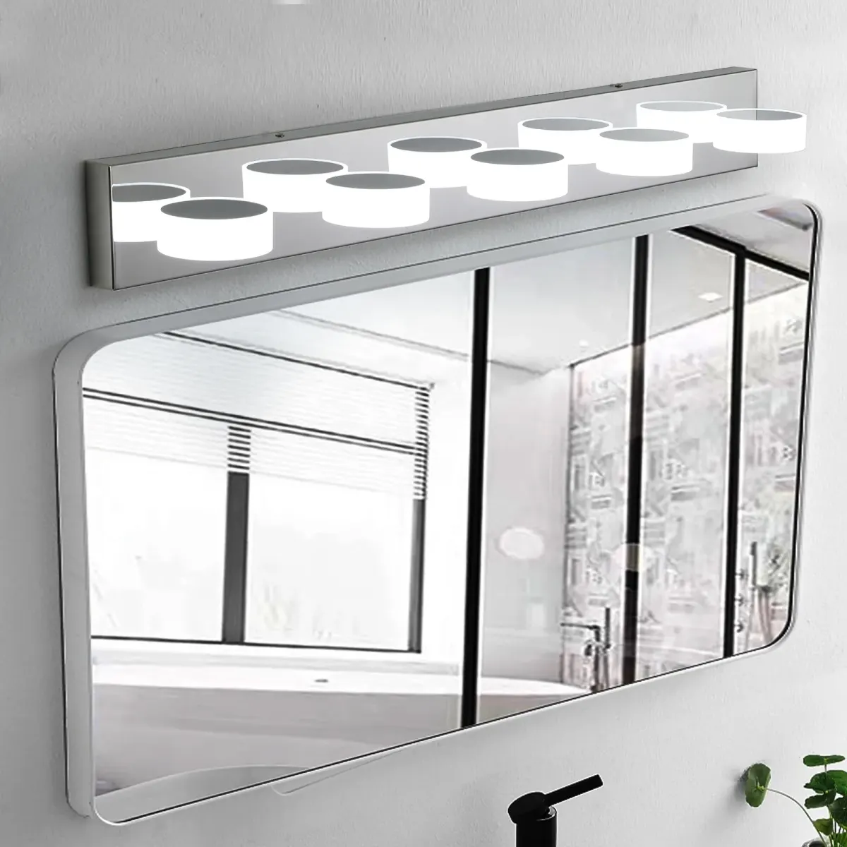 Acrylic shade vanity bar, 5 lights, chrome, view 5