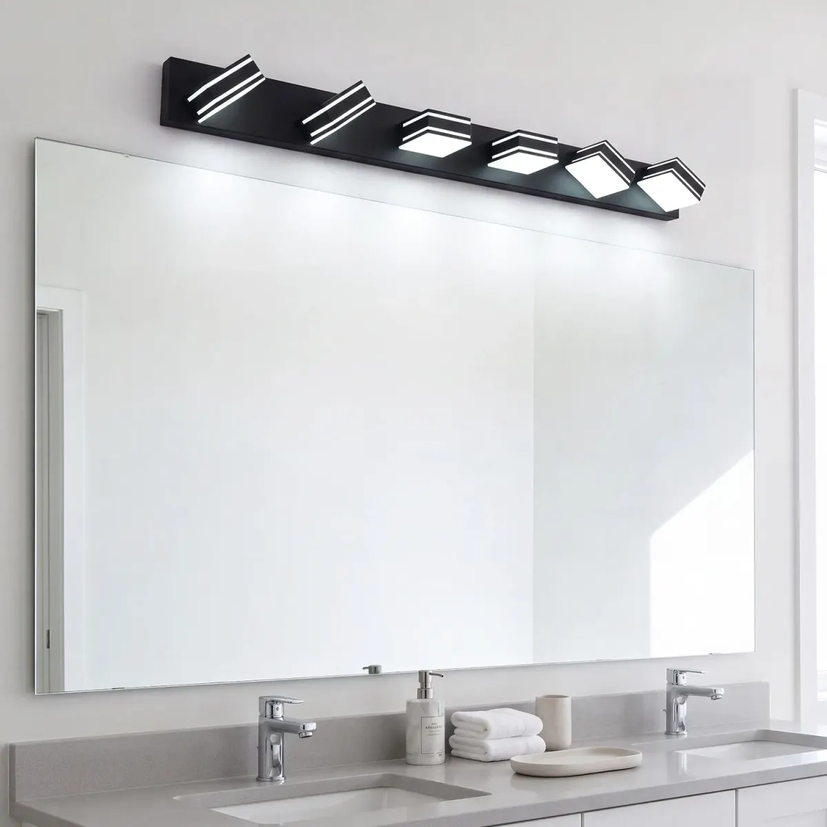 Acrylic vanity bar, 3–6 lights, 23.6–47.2 in, 6 lights, black, view 2
