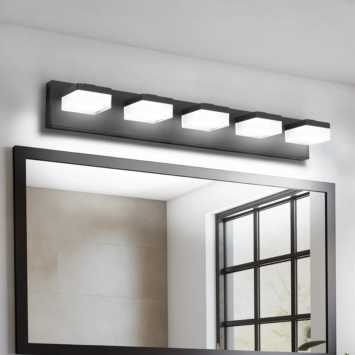 5-light vanity light, black, view 3