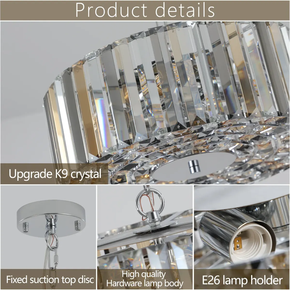 4-light crystal chandelier, clear, manufacturer image 2
