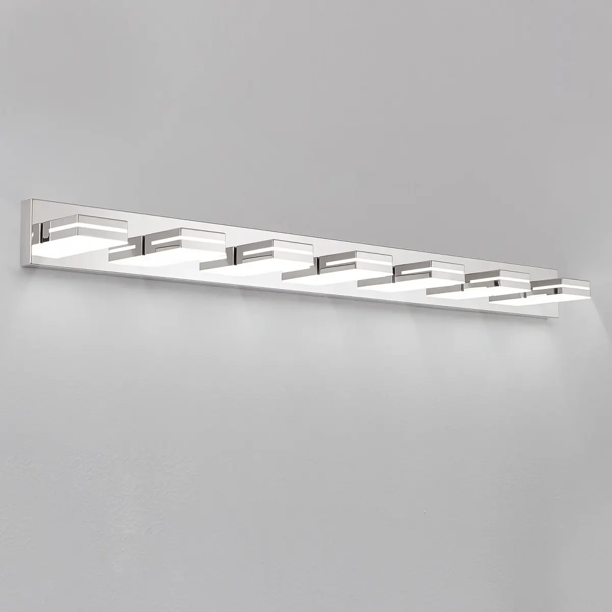 Minimalist LED vanity bar, 6 lights, chrome, view 2