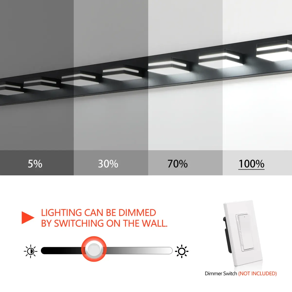 Minimalist LED vanity bar, 8 lights, black, manufacturer image 3