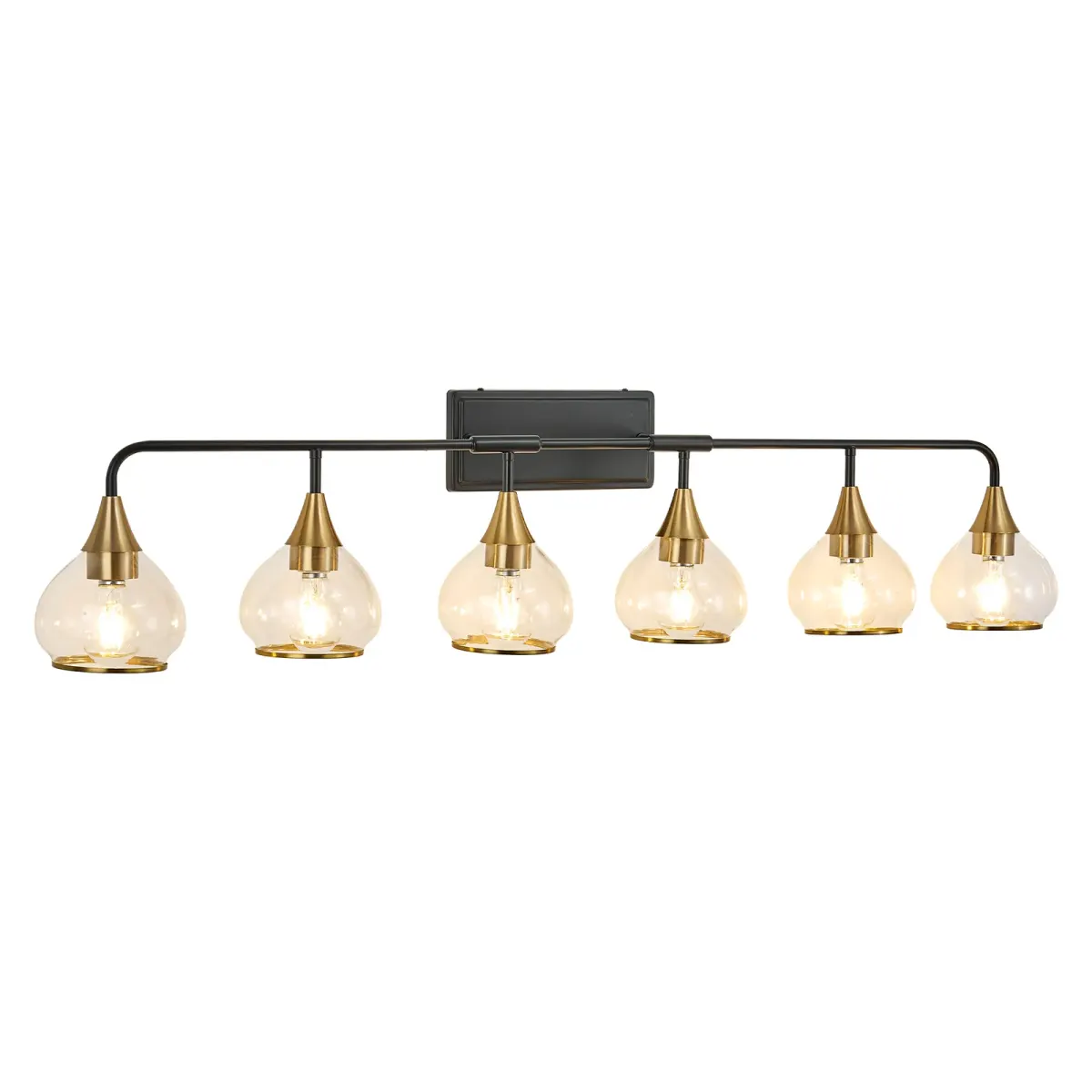 Clear glass vanity bar, 3–6 lights, 22.6–48.1 in, 6 lights, black and gold, view 5
