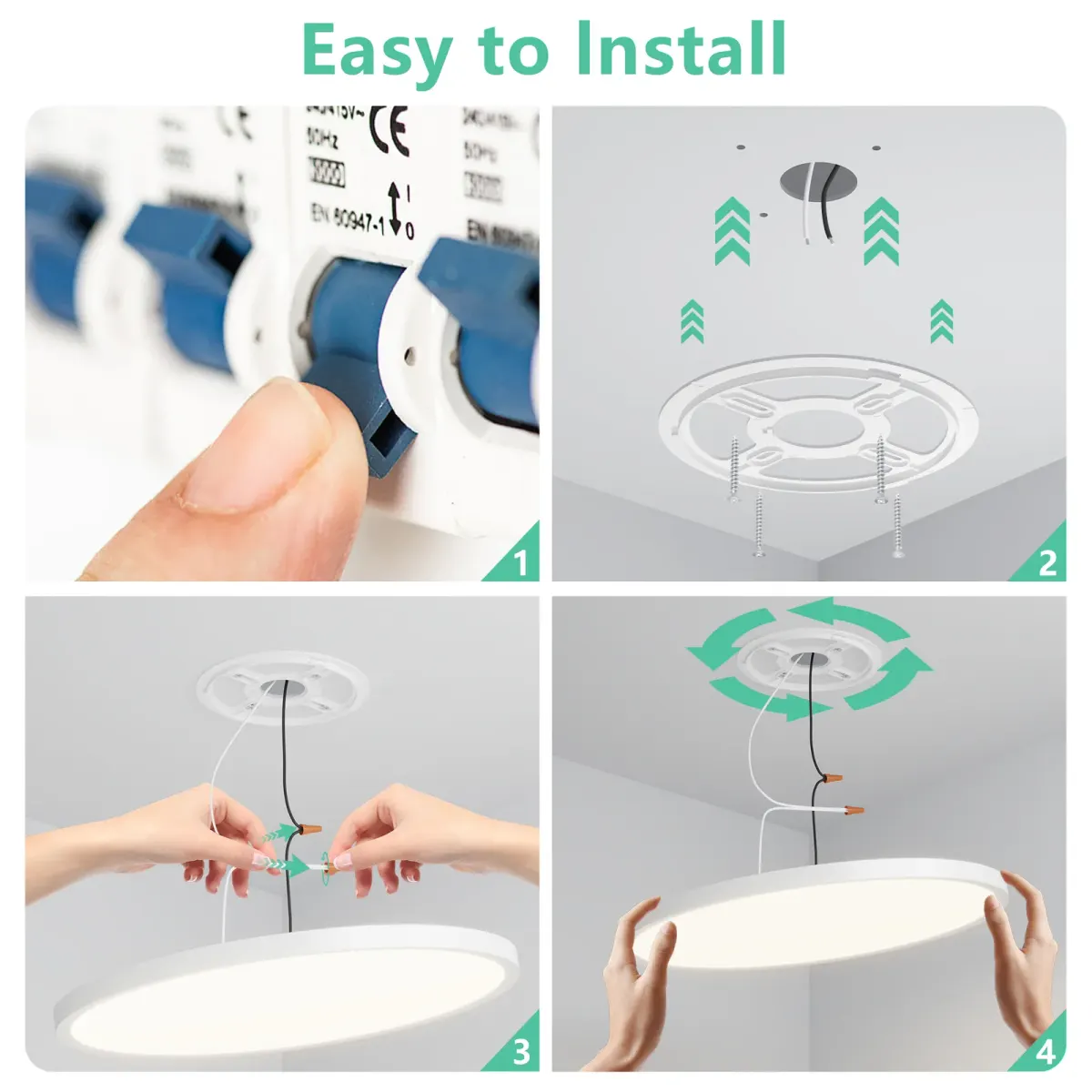Flush mount, 15.7 in, white, view 4